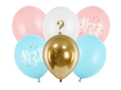 Partydeco | Ballons Boy or Girl blau/pink | D: 30 cm, 6 Stück