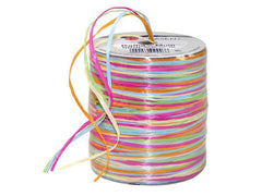 Pattberg | Geschenkband Raffia Multi | 50 m, Orange/Blau/Grün/Rosa