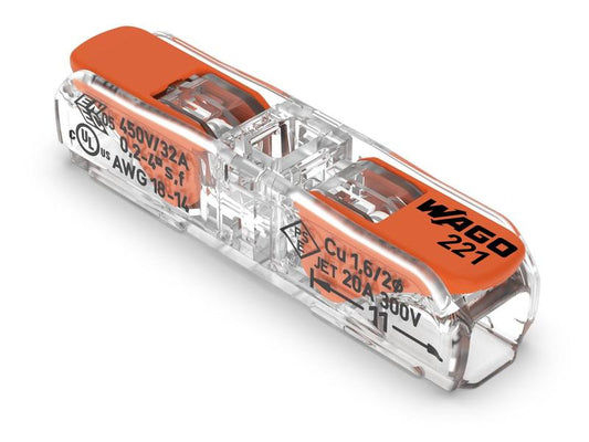 WAGO | Durchgangsverbinder 2-fach | 2L 0.14-4 mm2 32 A, 60 Stück