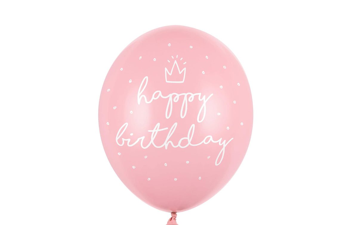 Partydeco Ballons Happy Birthday past-pink
