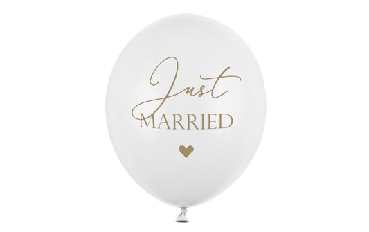 Partydeco Ballons Just Married, weiss/gold