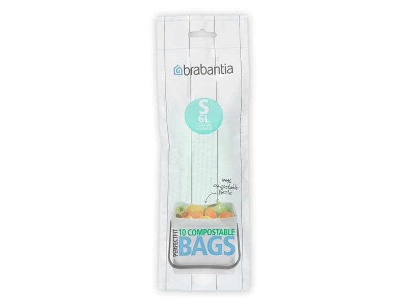 Brabantia | PerfectFit Kehrichtsack Kompost | 10 Stück pro Rolle, Grösse S, 6 Liter