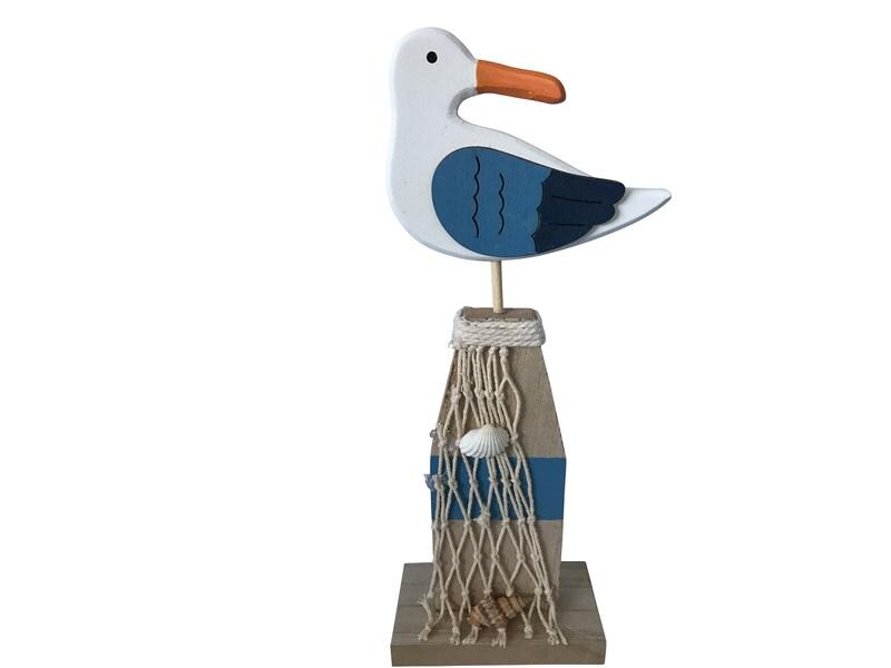 Dameco | Möve auf Sockel aus Holz | L:10cm B:5cm H:24cm