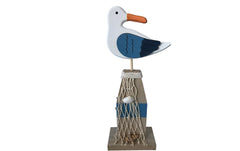Dameco | Möve auf Sockel aus Holz | L:10cm B:5cm H:24cm