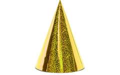 Partydeco, Partyhüte holografisch Gold, 16