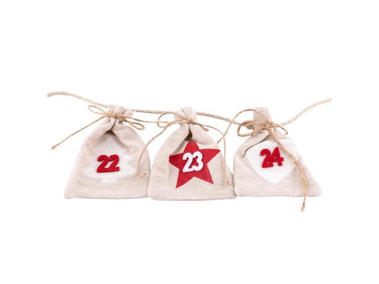 Pajoma | Adventskalender Happy | 24 Beutel, L 200 cm, B: 8.5 x H: 12 cm