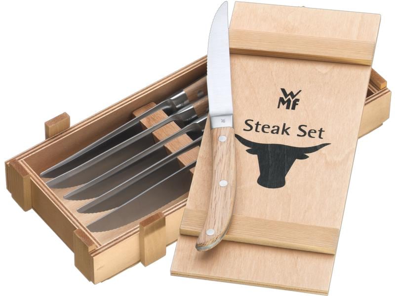 WMF | Steakmesser 6er Set | 24 cm, Eichenholz, Edelstahl