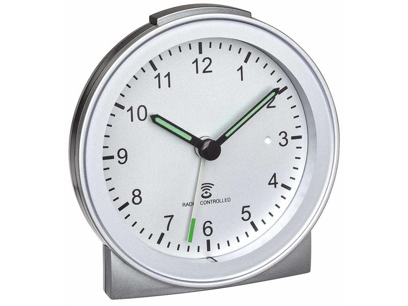 TFA Dostmann | TFA Analoger Funk-Wecker | Exklusive 1 x 1,5 V AAA, Silber