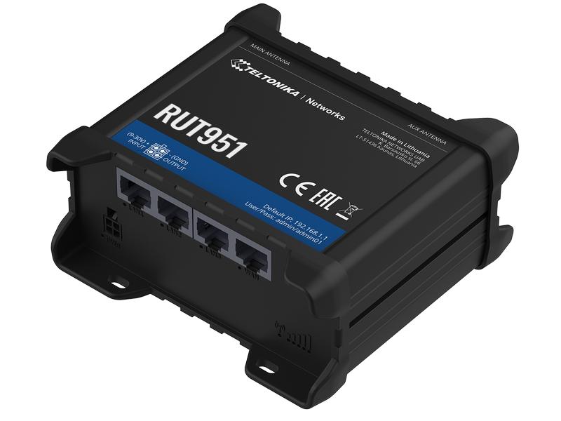 Teltonika | LTE Industrierouter inkl. WLAN | RUT951, 4x LAN, 2.4Ghz WLAN-N, Dual-SIM