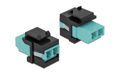 Delock | Keystone Modul LC Multimode OM4 | Buchse-Buchse, Duplex, Aqua/Schwarz