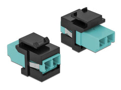 Delock | Keystone Modul LC Multimode OM4 | Buchse-Buchse, Duplex, Aqua/Schwarz