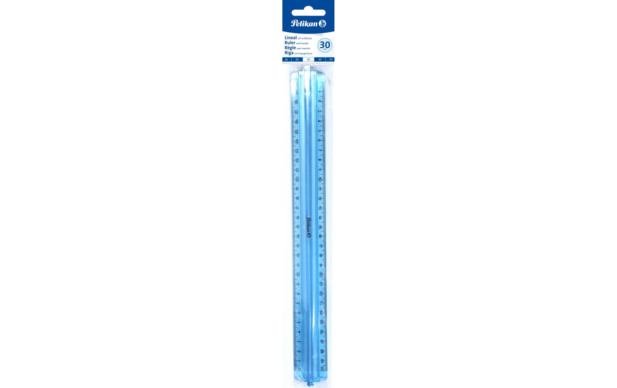 Pelikan Lineal mit Tuschkante blau