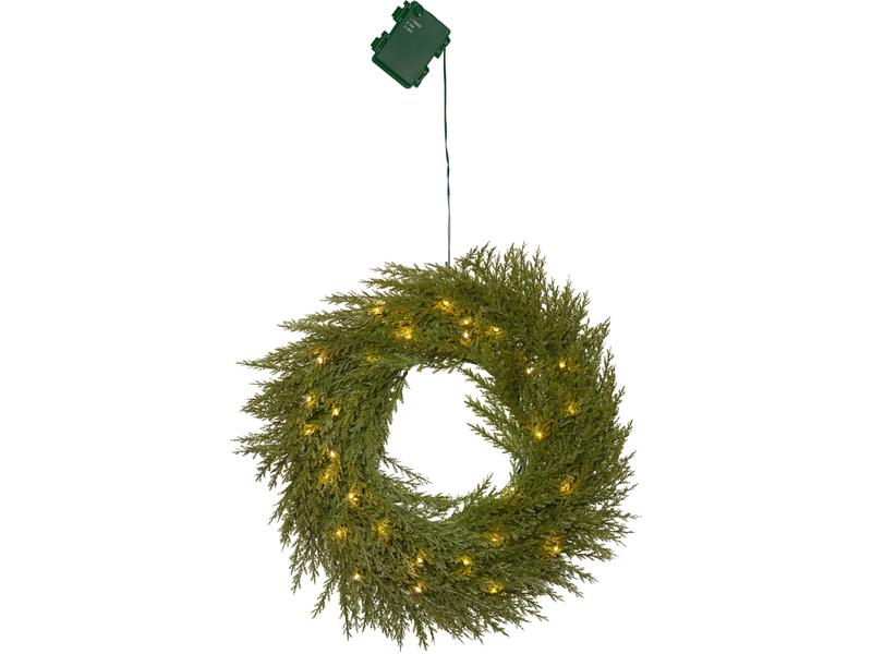 Star Trading | Kranz THUJA | inkl. LED WW, exkl. Batterie 3xAA, IP44