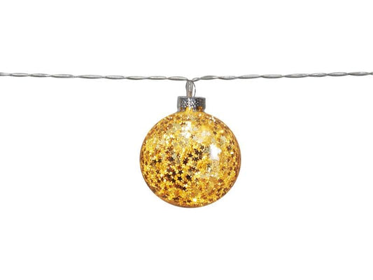 Star Trading | LED Lichterkette Glitter Gold | Batt 2xAA, Timer 6/18h L: 1.35m