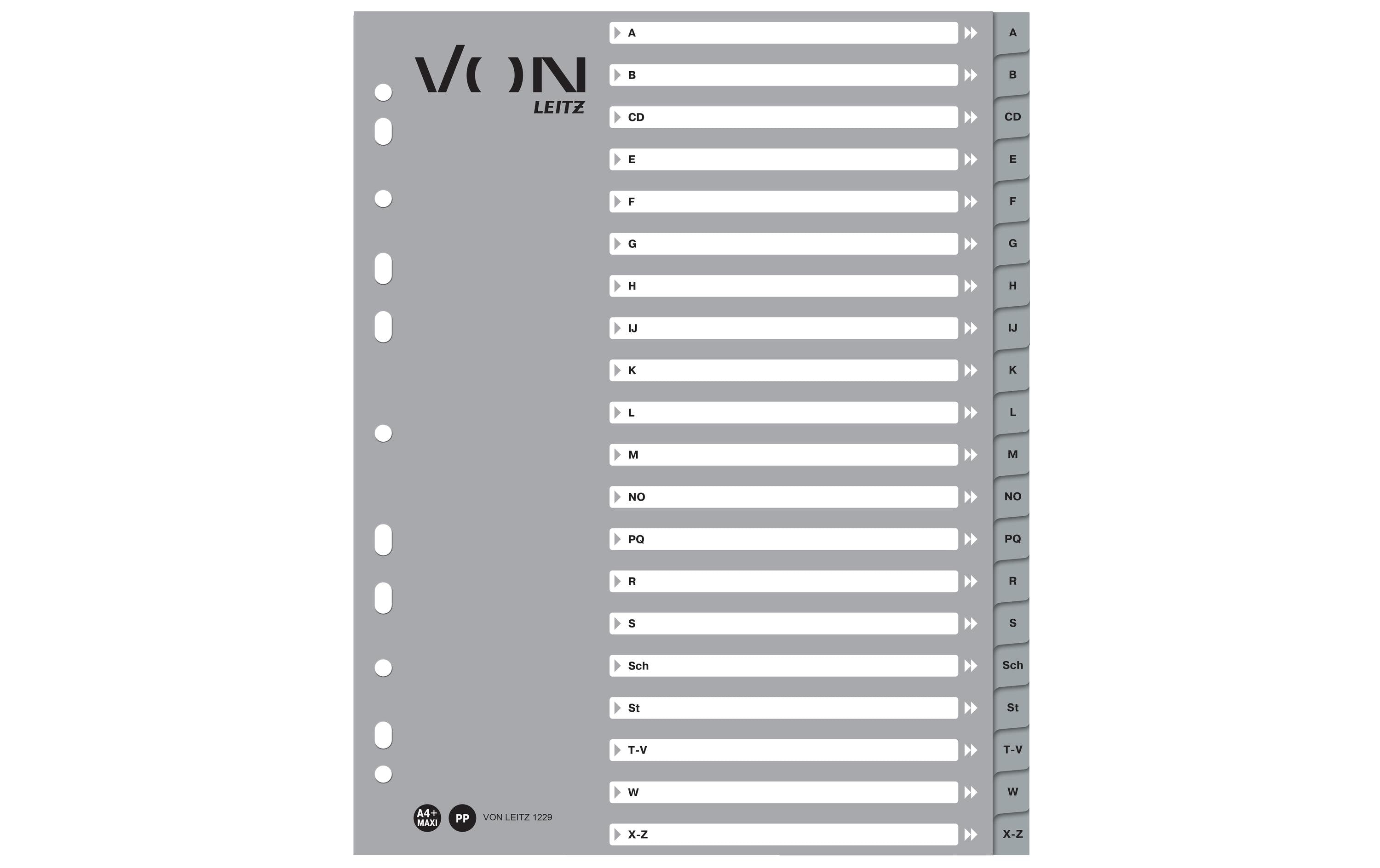 VON Register A-Z, A4 Überbreite, PP