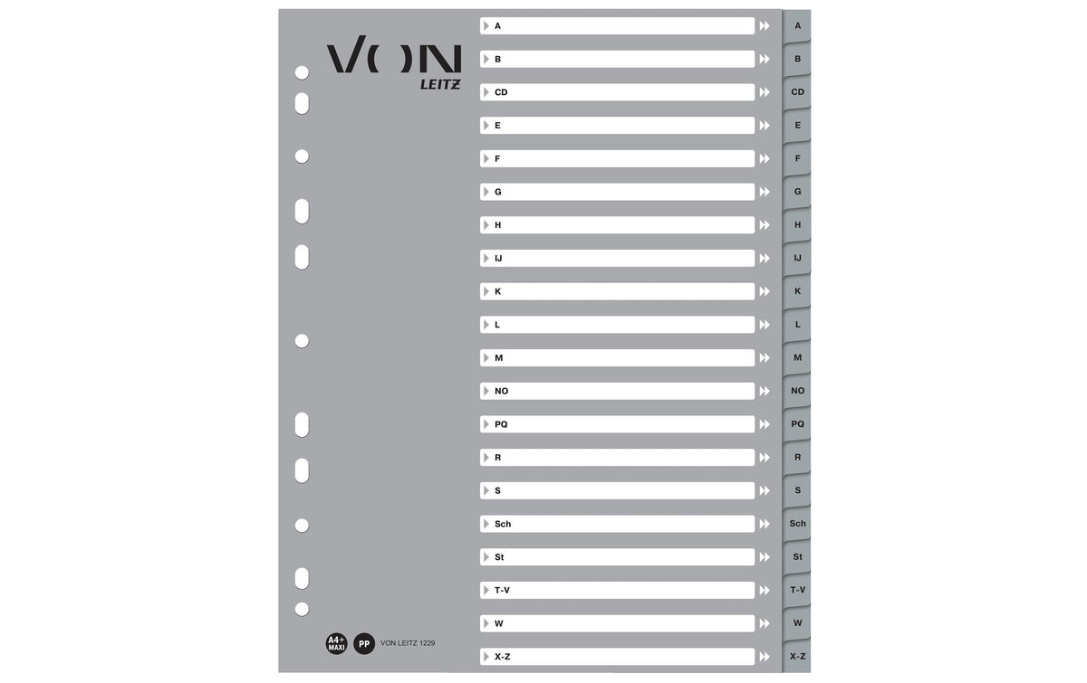 VON Register A-Z, A4 Überbreite, PP