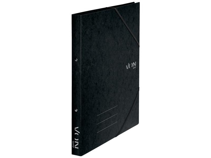 VON | Ringbuch mit elastischen Eckbändern, 2 | mit elastischen Eckbändern, Karton, schwarz
