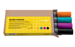 Sigel | Whiteboard-Marker 4 Stück, Schwarz/T | schwarz, türkis, magenta, orange, 4 Stk.