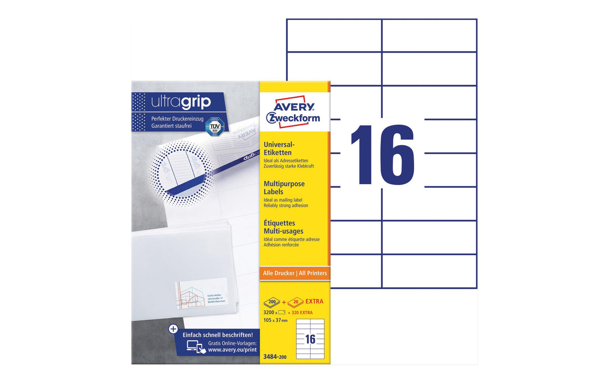 AZ Universal-Etiketten, 220 Blatt, 3520 Stk