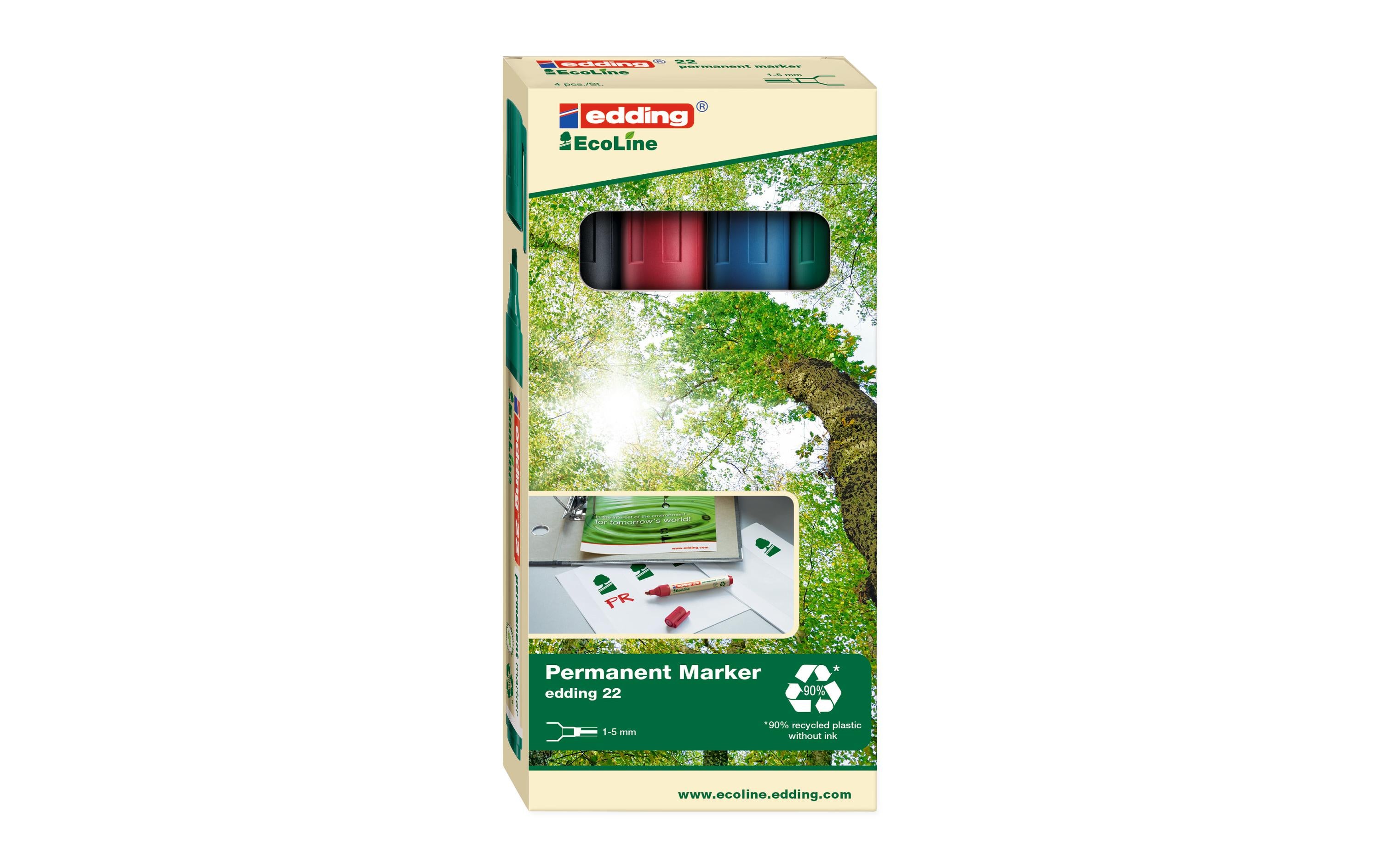 Edding Permanent-Marker 22 EcoLine, 4 Stk