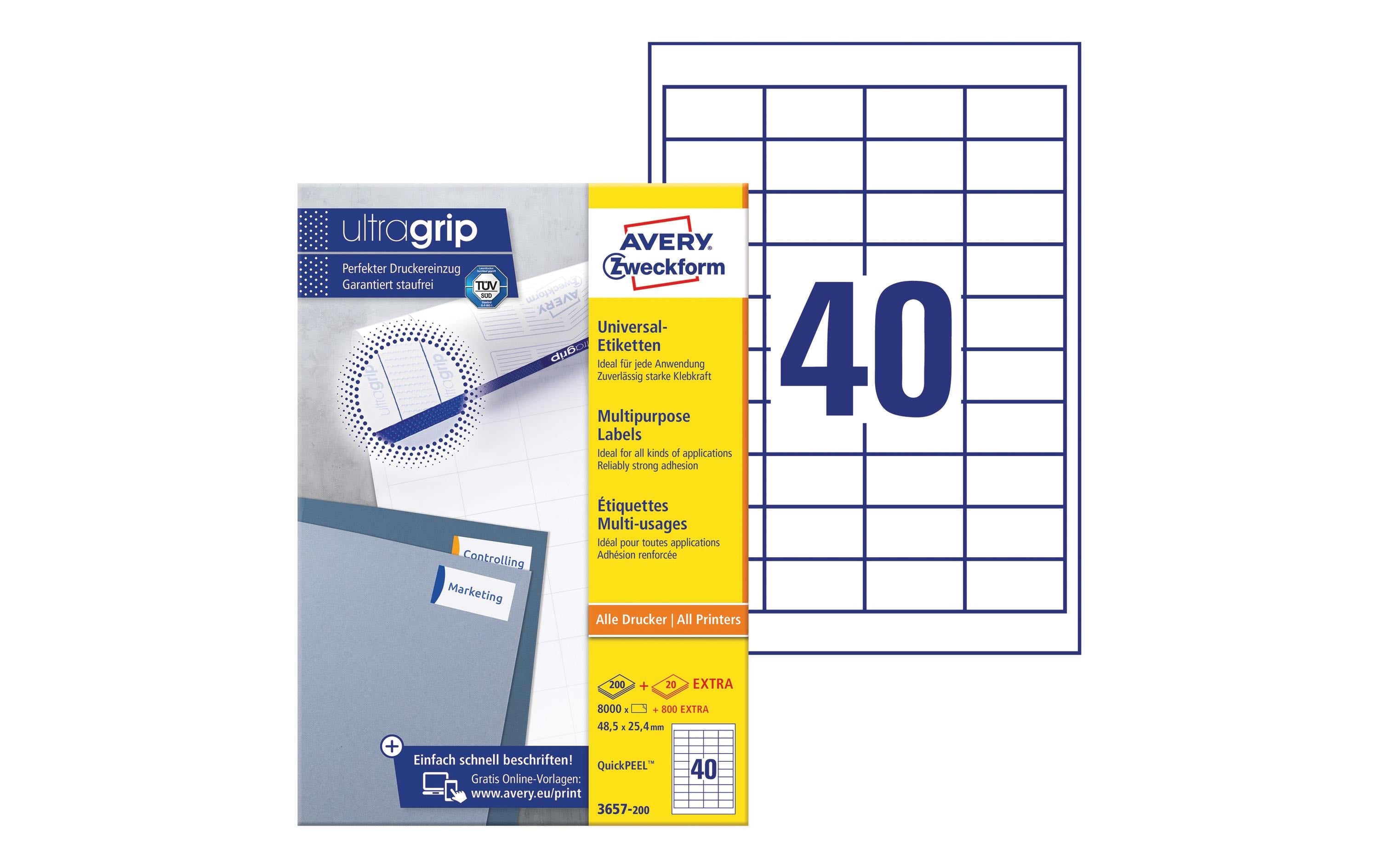AZ Universal-Etiketten, 220 Blatt, 8800 Stk