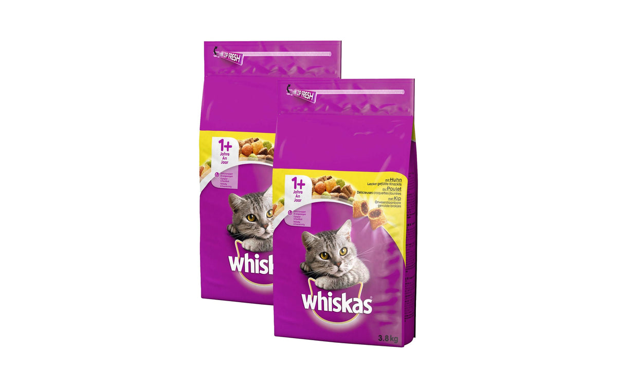Whiskas, Trockenfutter Adult Huhn, 2 x 3.8