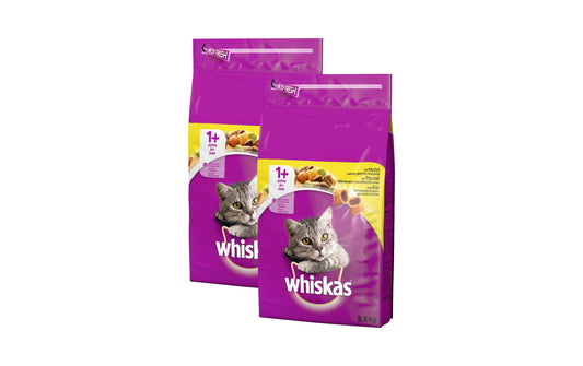 Whiskas, Trockenfutter Adult Huhn, 2 x 3.8