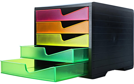 Styro | Schubladenbox styroswingbox NEONline | 5 Schubl multicolor neon, Gehäuse schwarz