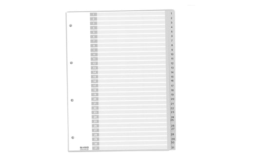 HWB | Zahlen-Register, 25 Stk. | 1 - 31