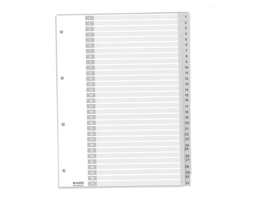 HWB | Zahlen-Register, 25 Stk. | 1 - 31