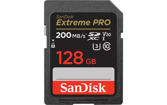 SanDisk | SDXC Card Extreme Pro 128GB | Lesen 200MB/s, Schreiben 140MB/s