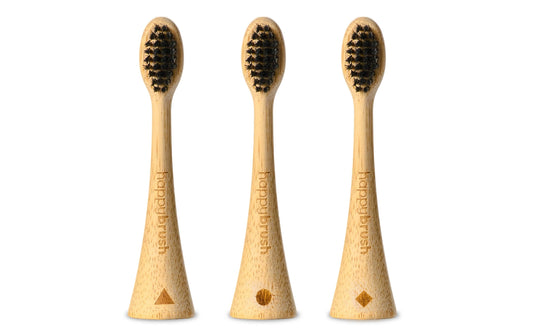 happybrush | Aufsteckbürste Bambus | 3 Stück, für Schallzahnbürste V3