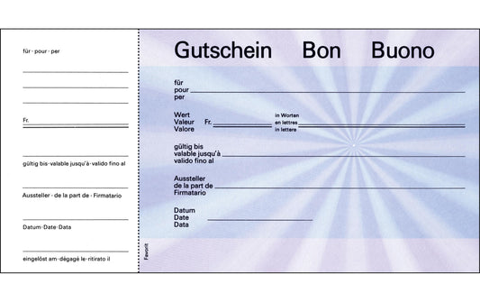 Favorit Gutschein blau, mit Talon