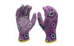 FTM | Gartenhandschuhe | Grösse 8/M, lila, Blumenmuster, 12er Set
