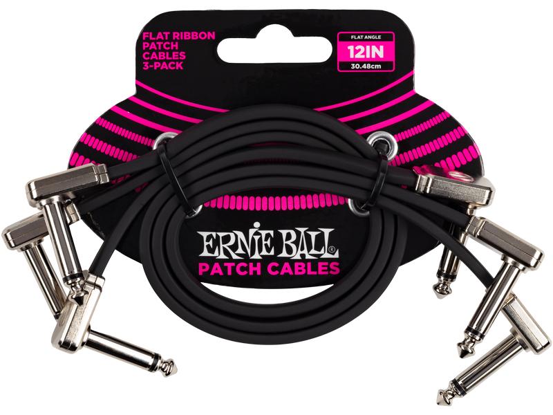 Ernie Ball | 6222 Patchkabel | flach, gew./gew., schwarz, 30 cm, 3er