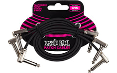 Ernie Ball | 6222 Patchkabel | flach, gew./gew., schwarz, 30 cm, 3er