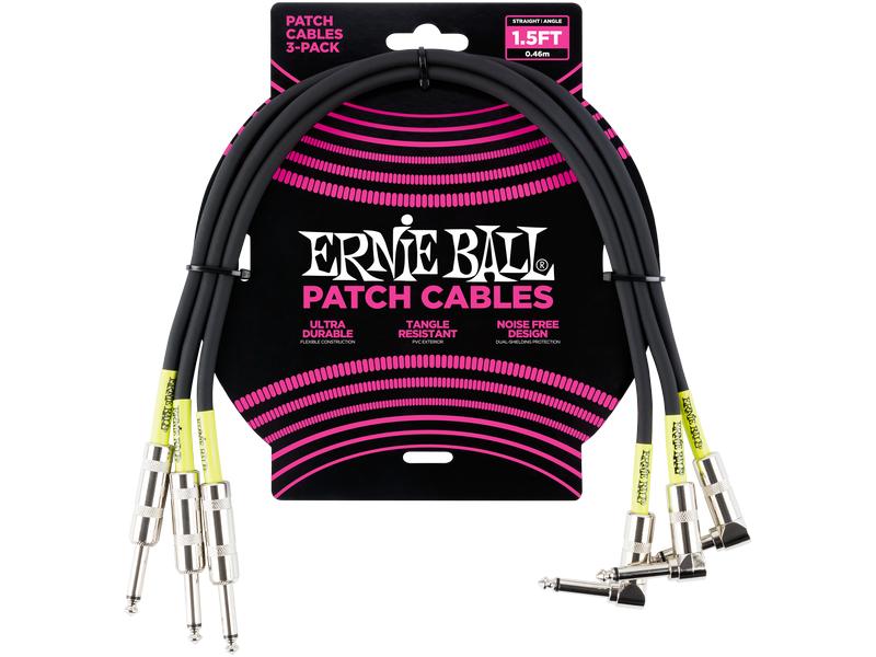 Ernie Ball | 6076 Patchkabel | gerade/gew., schwarz, 45cm, 3er