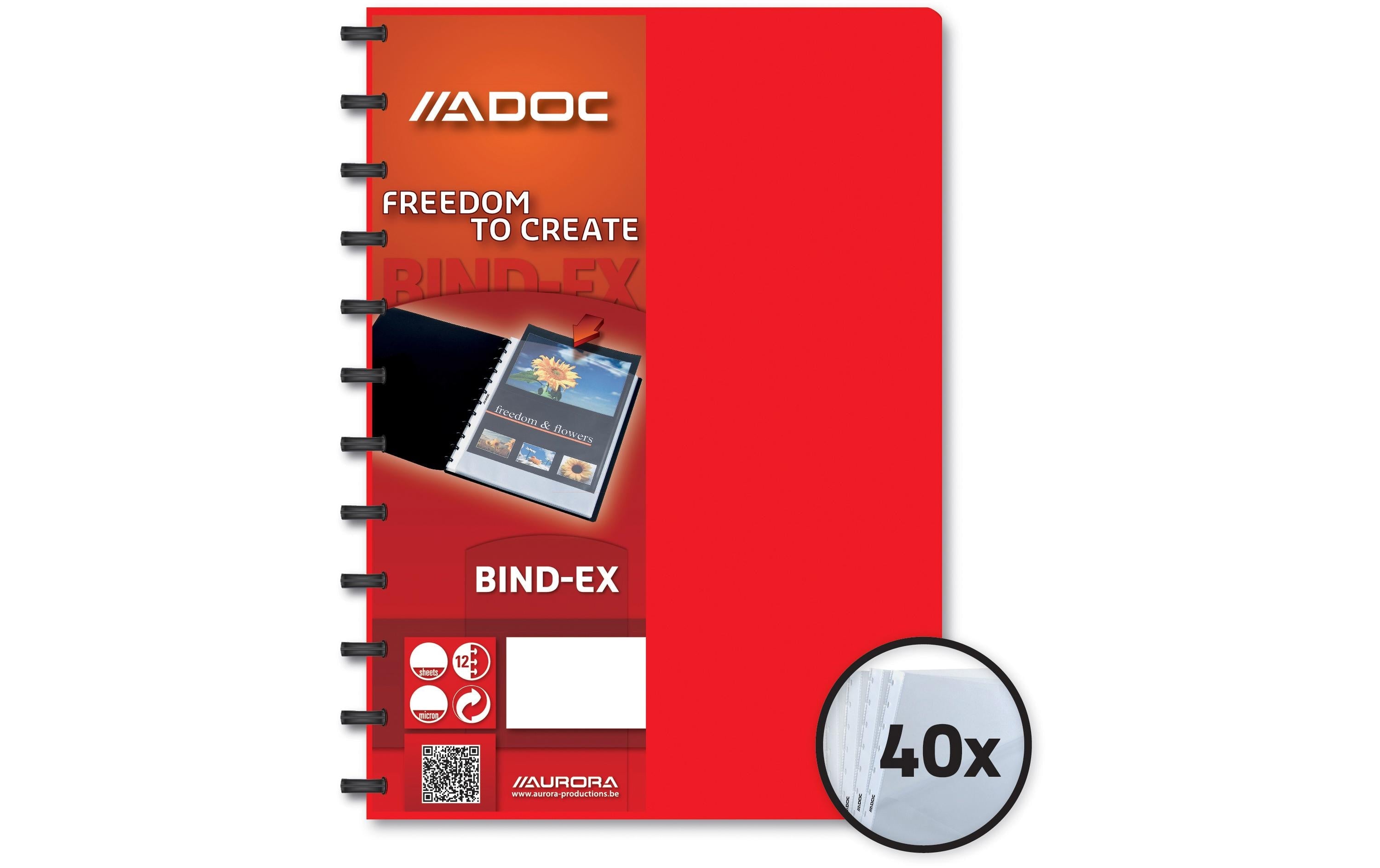 Adoc, Sichtbuch Bind-Ex A4, 40 Taschen, Rot