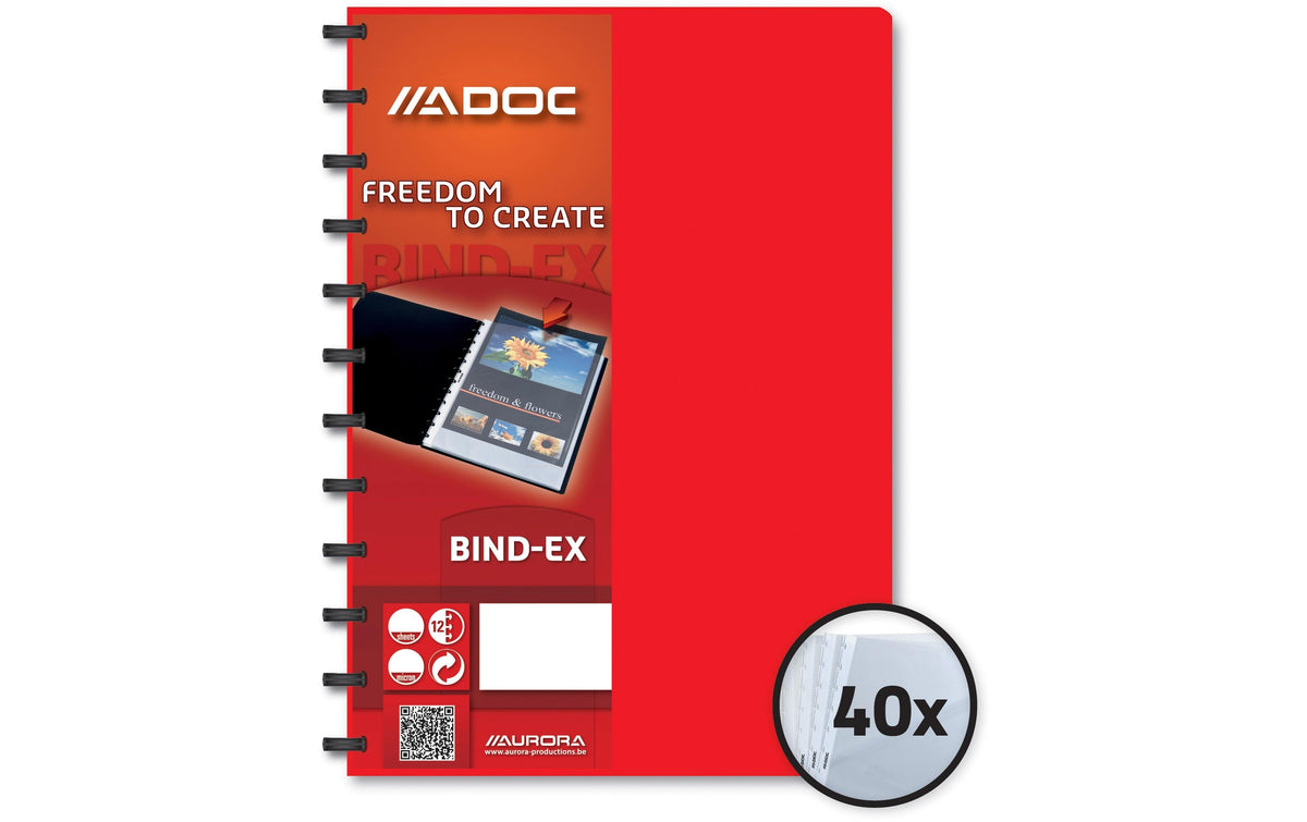 Adoc, Sichtbuch Bind-Ex A4, 40 Taschen, Rot