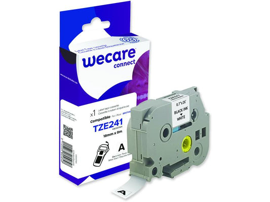 Wecare | Band, laminiert 18 mm | TZE-241, schwarz auf weiss