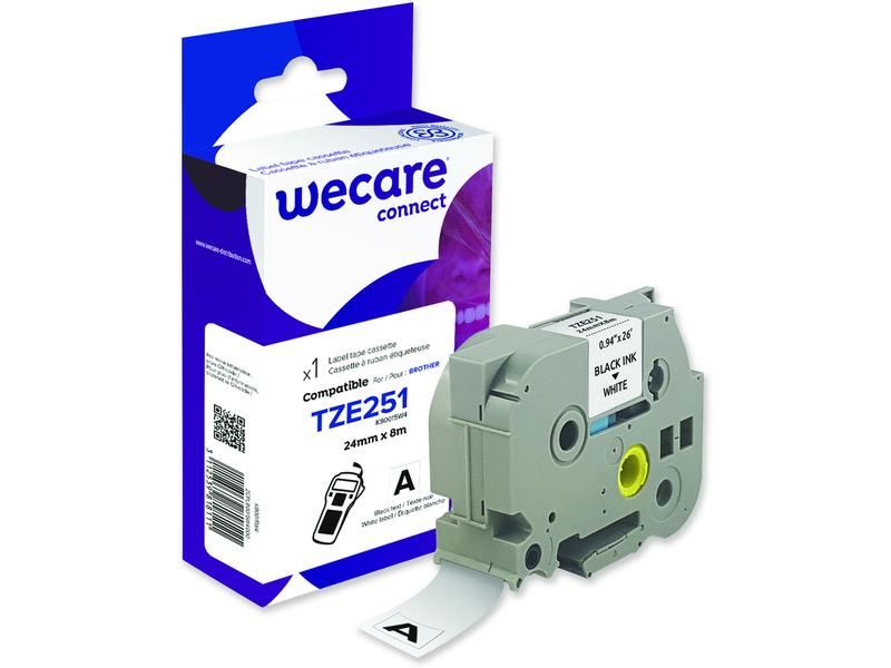 Wecare | Band, laminiert 24 mm | TZE-251, schwarz auf weiss