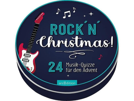 Literatur diverse | Ars Edition Adventskalender Rockmusik-Quiz | Metalldose mit 24 runden Karten