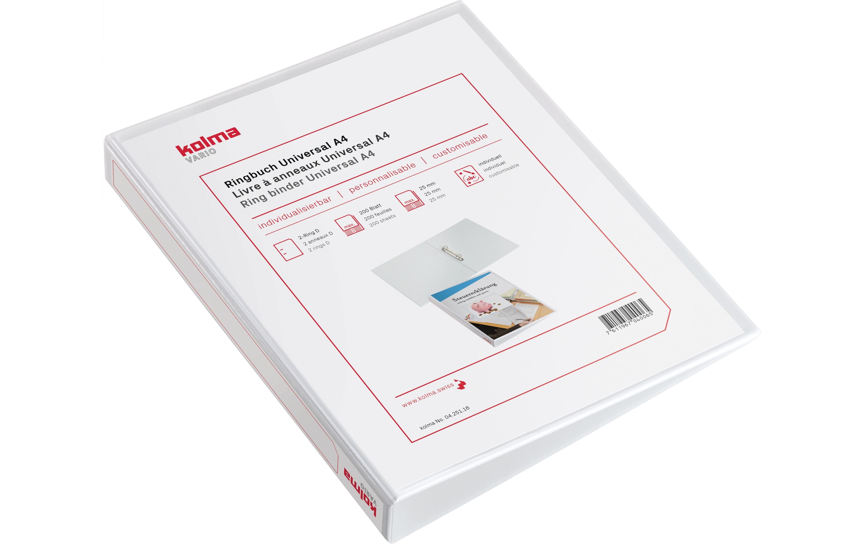 Kolma, Ringbuch Vario light Ø 4.3 cm, Weiss