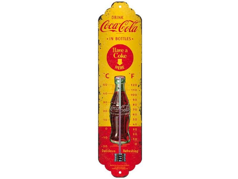 Nostalgic Art | Thermometer Coca-Cola | Metall, 28x6.5 cm, Celisus & Fahrenheit