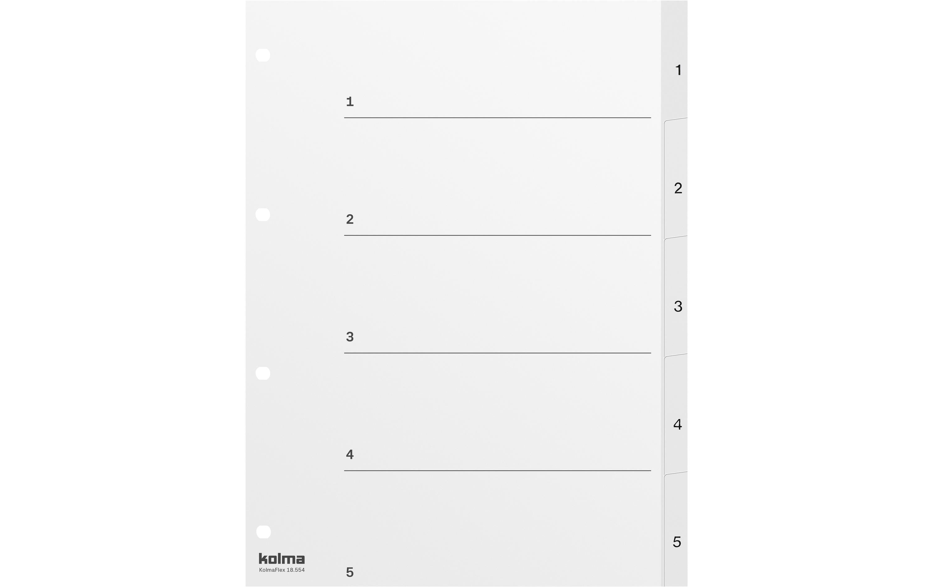 Kolma, Register A4 Weiss, PP 1-5