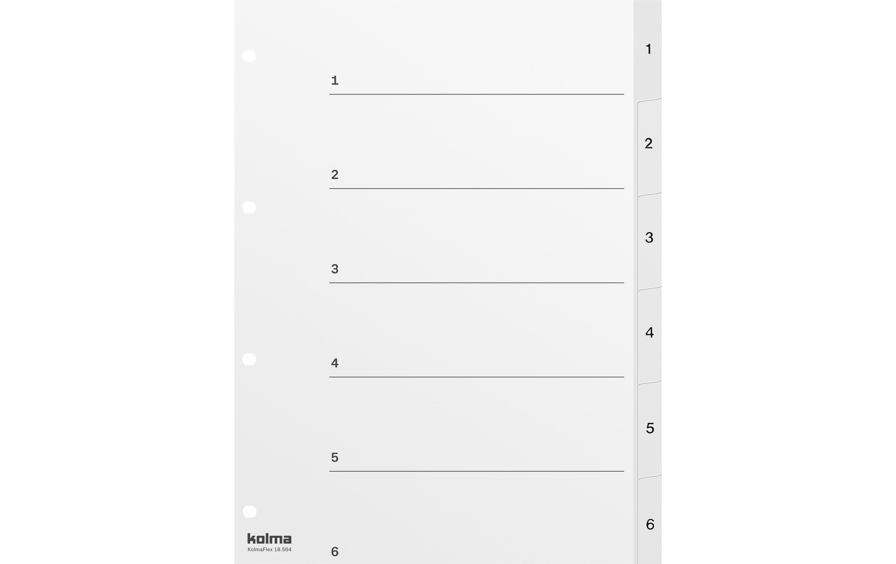 Kolma, Register A4 Weiss. PP 1-6