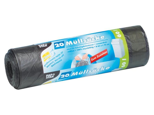 Weita | Kehrichtsack 60L/grau | Pack à 20 Stk, Zugband
