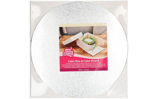 Funcakes | Tortenbox weiss samt 30x30x15cm | Box ist hergestellt aus festem Karton