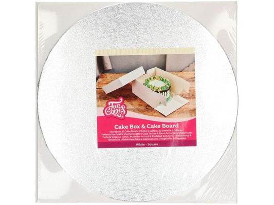 Funcakes | Tortenbox weiss samt 30x30x15cm | Box ist hergestellt aus festem Karton