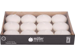 müller Kerzen | Müller Schwimmkerzen 12er | crème 3x4.5 cm
